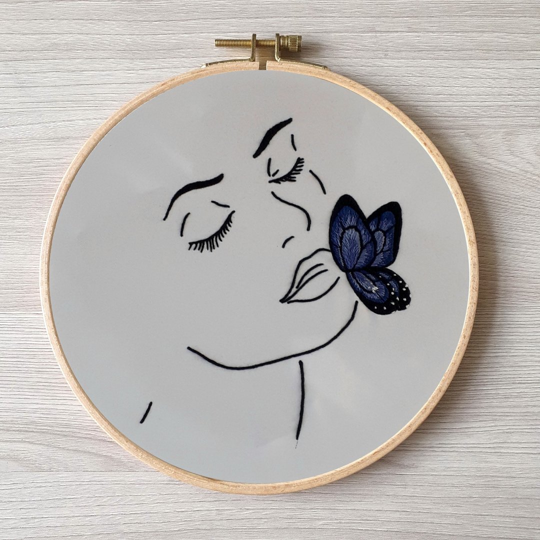 刺繡 蝴蝶 hand embroidery DIY, Butterfly pattern pdf - 编织/刺绣/羊毛毡/裁缝 - 绣线 蓝色
