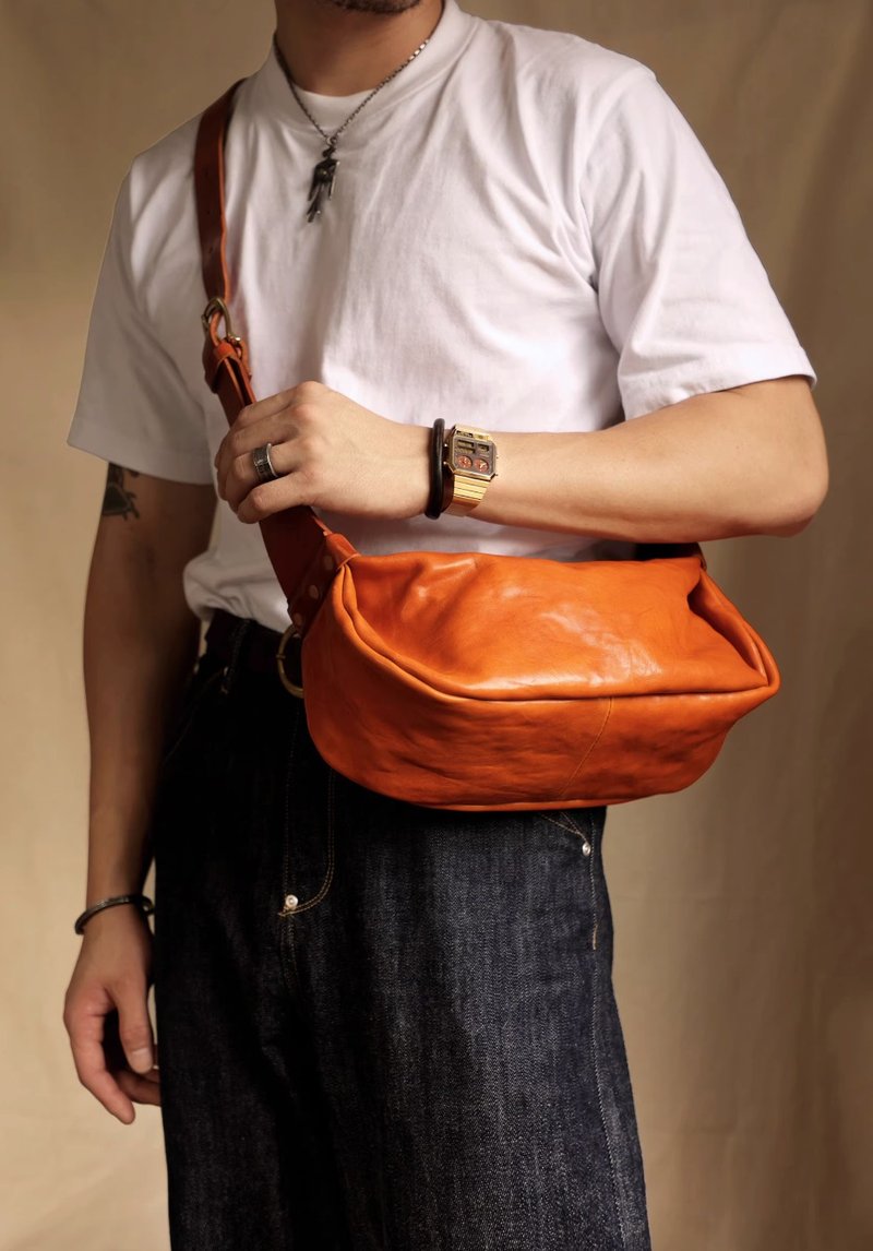 美式复古 意大利头层牛皮斜挎包 - 侧背包/斜挎包 - 真皮 多色