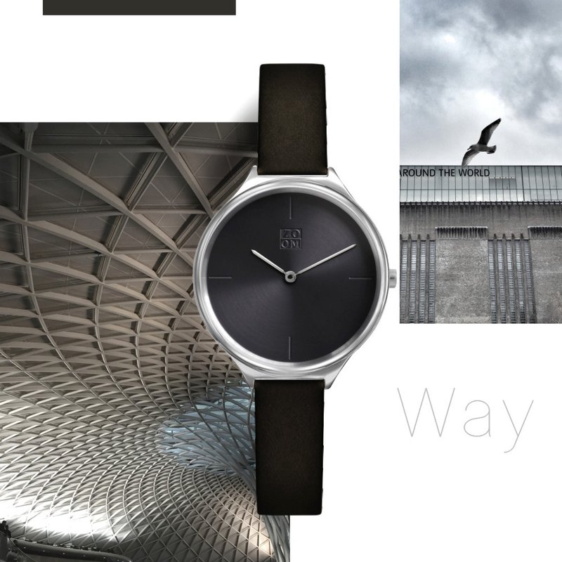 HAZY 5012 轻薄润泽知性真皮皮革女表 - 时尚黑 - 女表 - 真皮 黑色