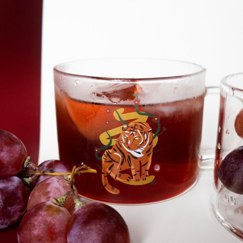 发财小虎玻璃杯 - 守山虎 (坐姿) - 玻璃杯 - 玻璃 透明