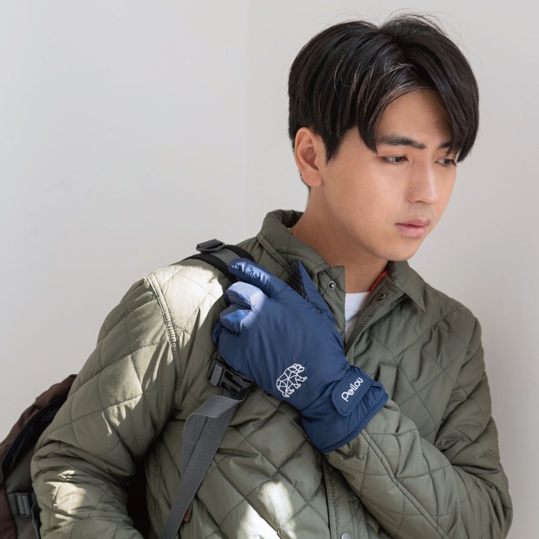 【秋冬新时尚】防风防泼水刺绣触控手套-北极熊 - 其他 - 聚酯纤维 蓝色