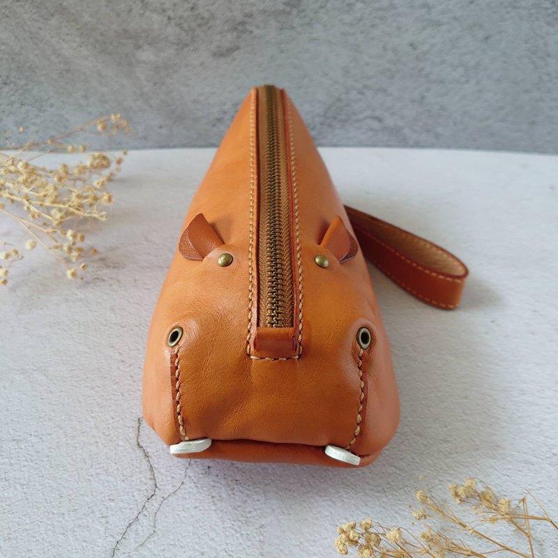 河马大胃王 - 植鞣革大容量笔袋 / 化妆包 / 收纳袋 - 铅笔盒/笔袋 - 真皮 