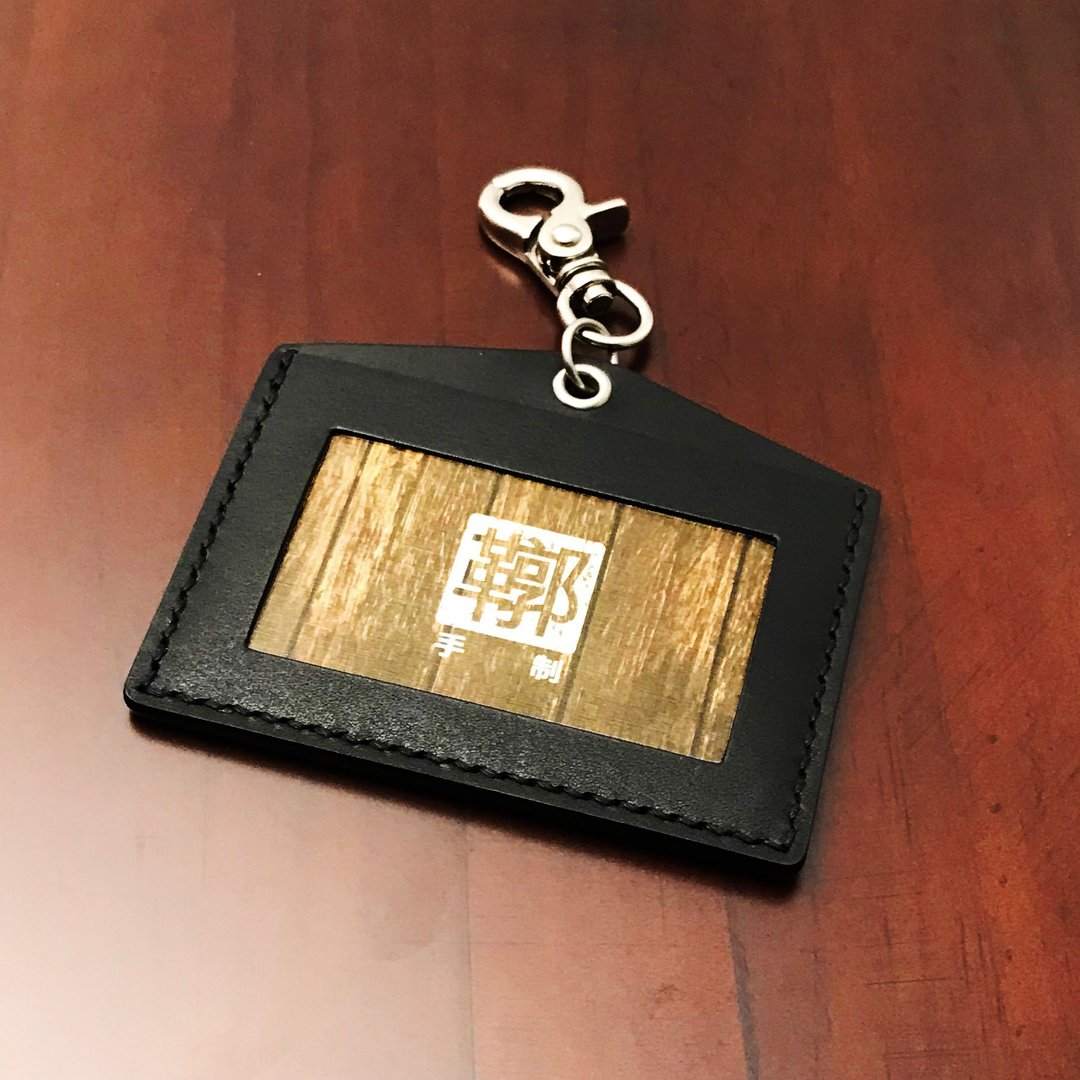 黑色植鞣革手缝简易悠游夹/证件套 - 证件套/卡套 - 真皮 黑色