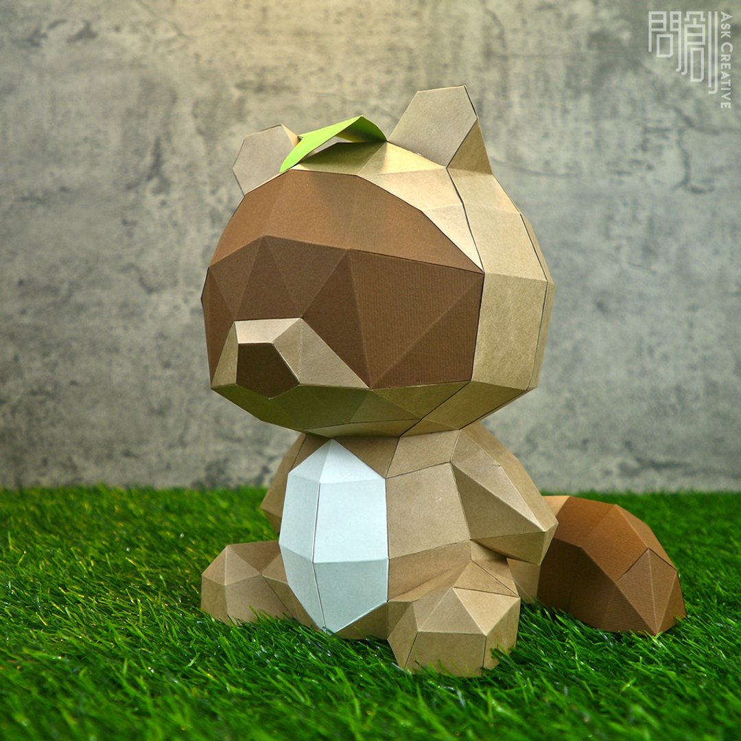 DIY手作3D纸模型摆饰 壁饰 挂饰 小动物系列 - 狸猫 - 玩偶/公仔 - 纸 咖啡色
