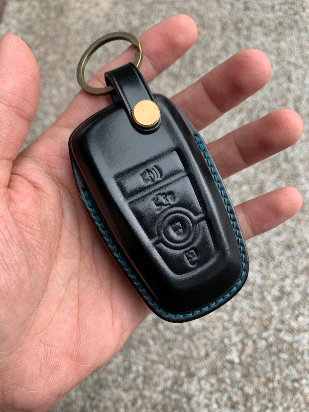 福特 钥匙皮套 Ford Focus MK4 ST Line Kuga MUSTANG MONDEO - 钥匙链/钥匙包 - 真皮 绿色