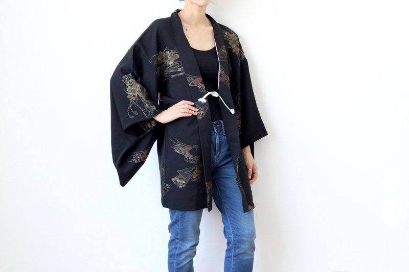 black glitter kimono, Haori black /4248 - 女装休闲/机能外套 - 丝．绢 黑色