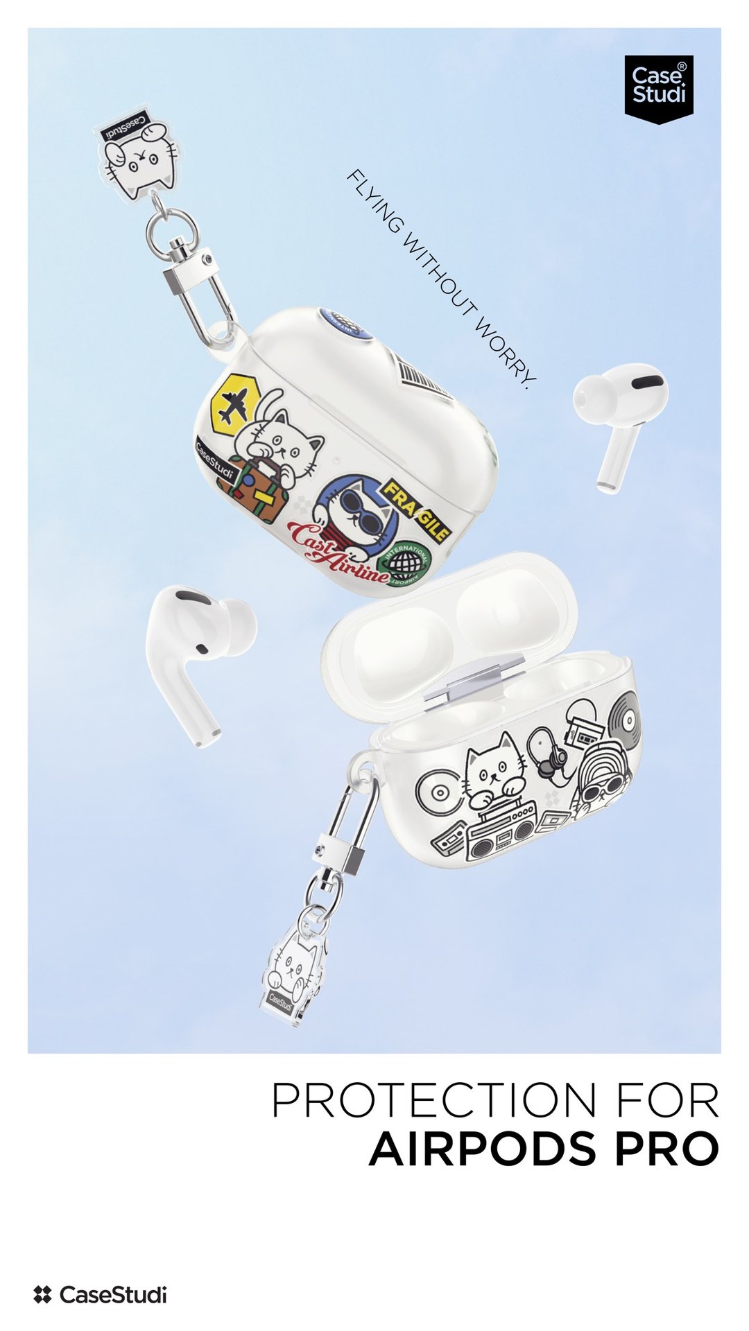 CAST COLLECTION : AIRPODS PRO 2 & 1 CASE -  TRAVEL CAT - 耳机收纳 - 塑料 多色