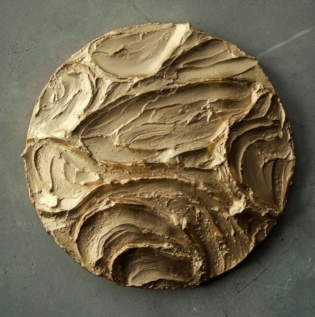 金色圆形装饰板 雕塑墙饰  3D 立体装饰板 金色抽象艺术 - 墙贴/壁贴 - 其他材质 金色