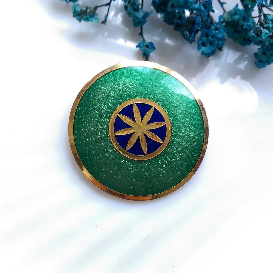 Vintage Jewelry 加拿大制 GUILLOCHE 珐琅 别针 胸针 - 徽章/别针 - 其他金属 金色