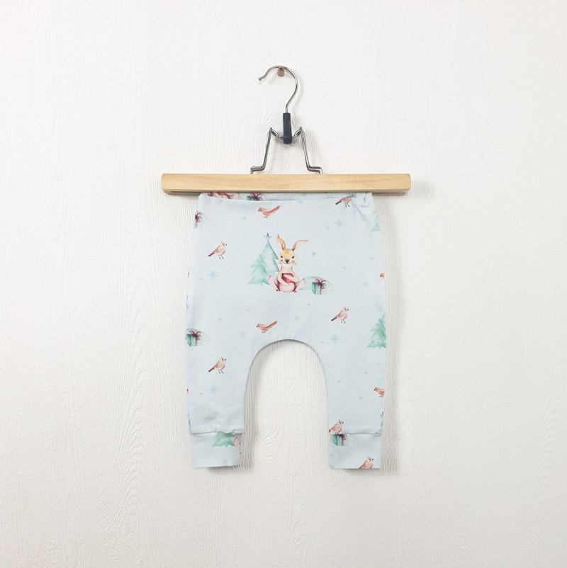 Christmas Bunny baby pants, baby girl pants, baby boy pants, Holiday baby pants - 童装裤 - 棉．麻 多色