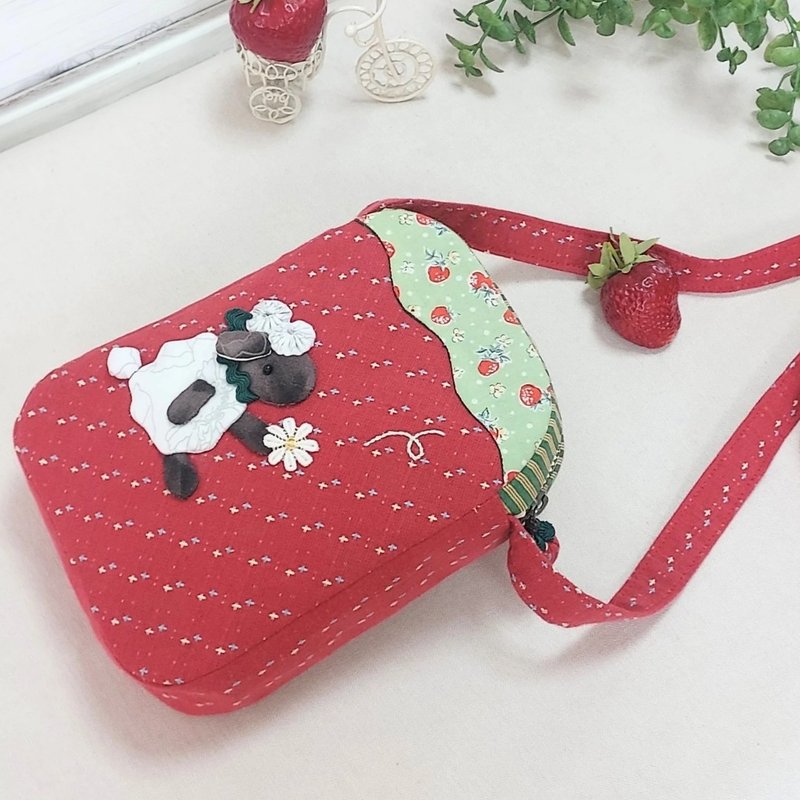 *羊的莓好邂逅*斜背手机包 - 侧背包/斜挎包 - 棉．麻 红色