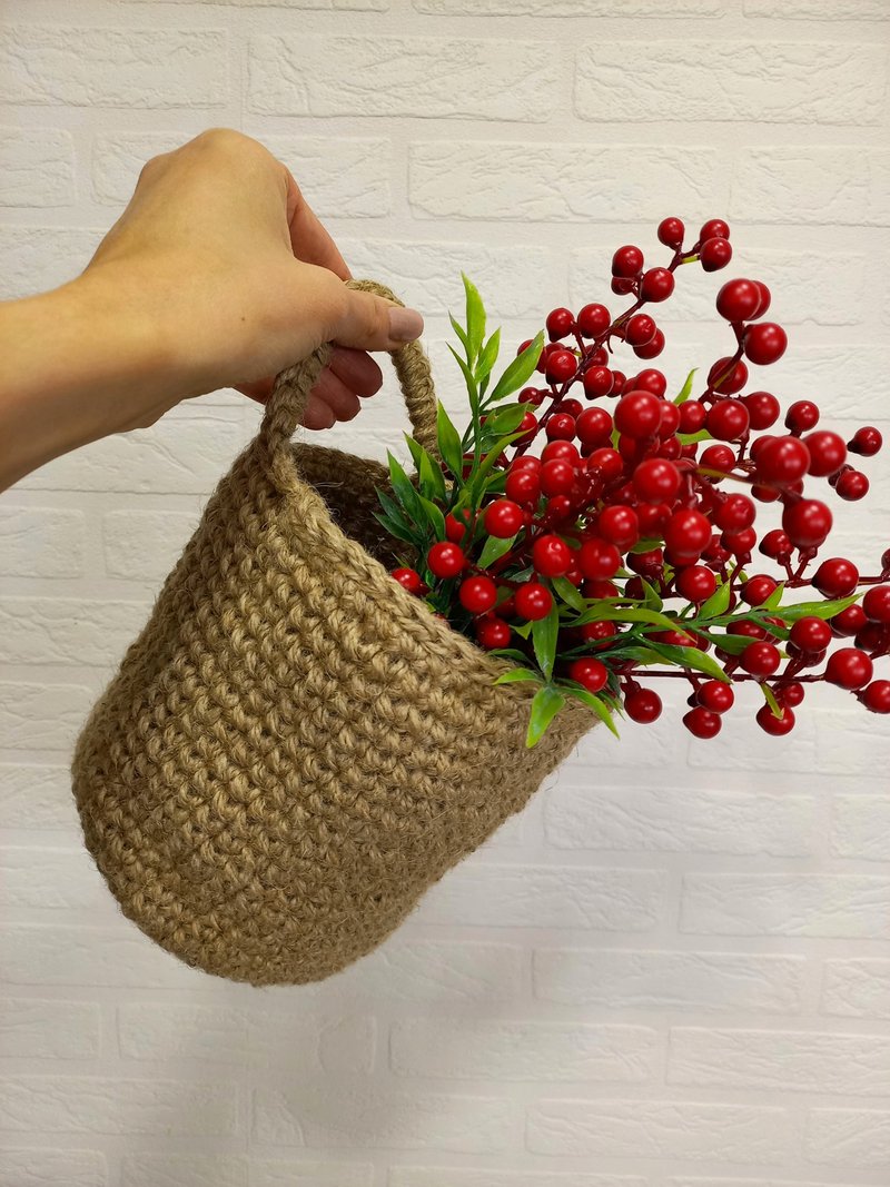 Jute wall HANDING basket Set of three baskets - 置物架/篮子 - 环保材料 