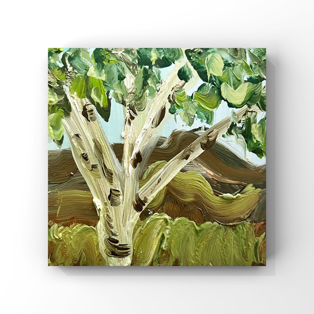 桦树艺术印象派桦树小油画绿棕风景 - 海报/装饰画/版画 - 其他材质 卡其色