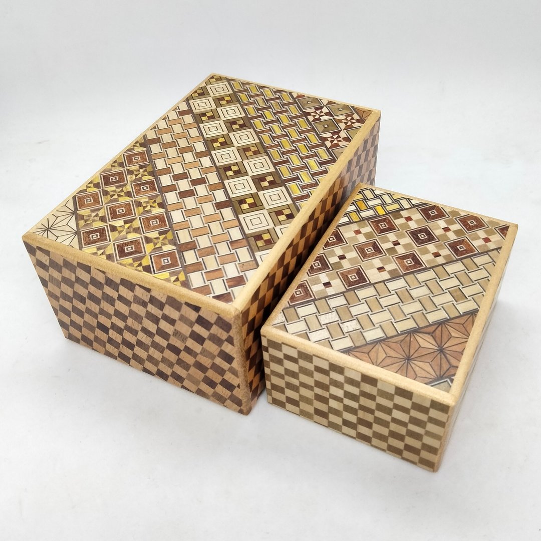 14回・7回机关 俄罗斯套娃式秘密箱 传统细木拼贴 棋盘格细木拼贴 益智箱 箱根细木拼贴工艺 - 其他 - 木头 