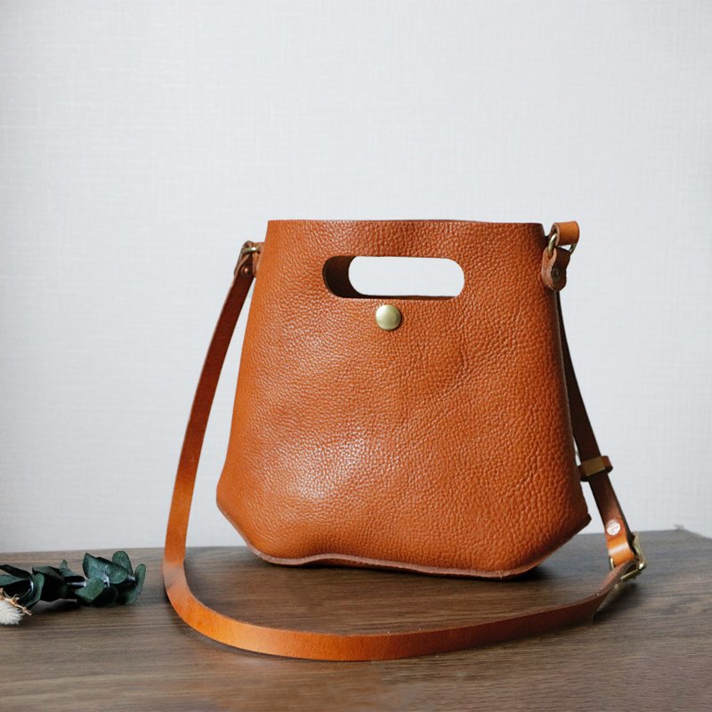 两用厚实本革皮革肩背包 斜背包 成熟链子小包 相遇 - 侧背包/斜挎包 - 真皮 橘色