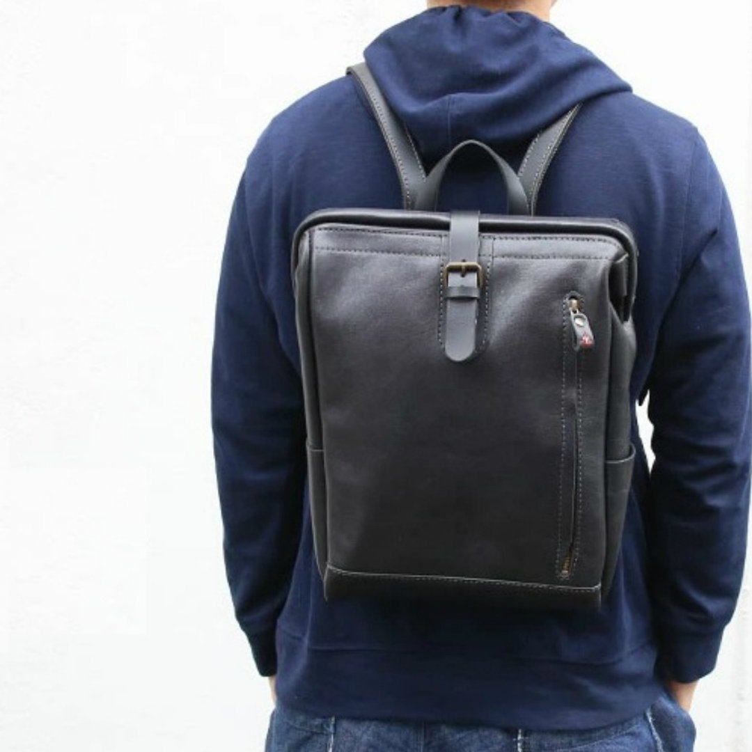 中号 Gamaguchi 背包 / 男女通用尺寸 / 有名称 / 日本制造 / jb-77-m [可定制礼品] - 后背包/双肩包 - 真皮 橘色