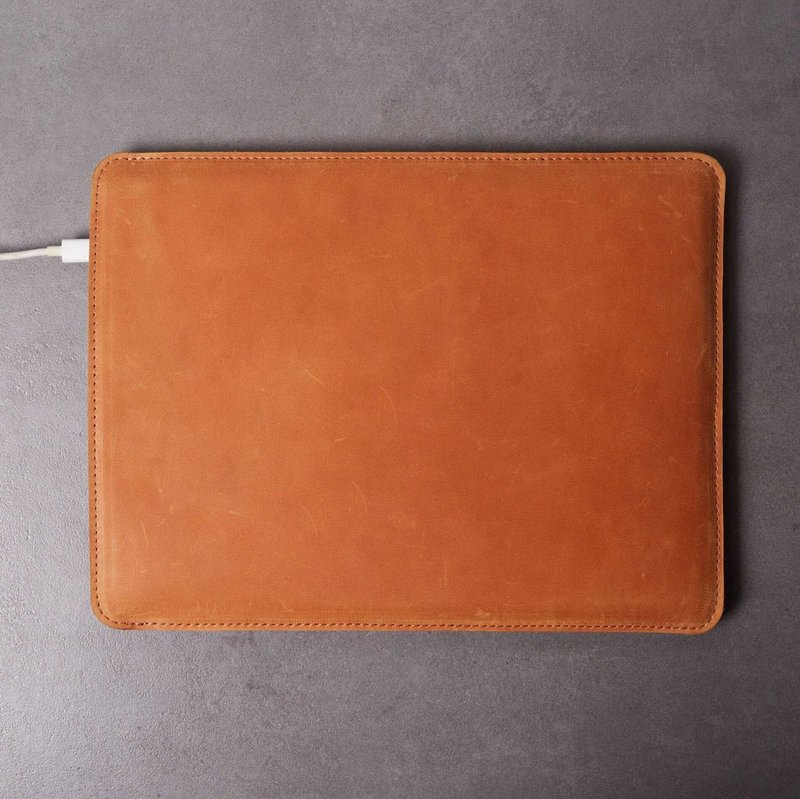 带毛毡衬里的皮革 MacBook 保护套 - 平板/电脑保护壳 - 真皮 黑色