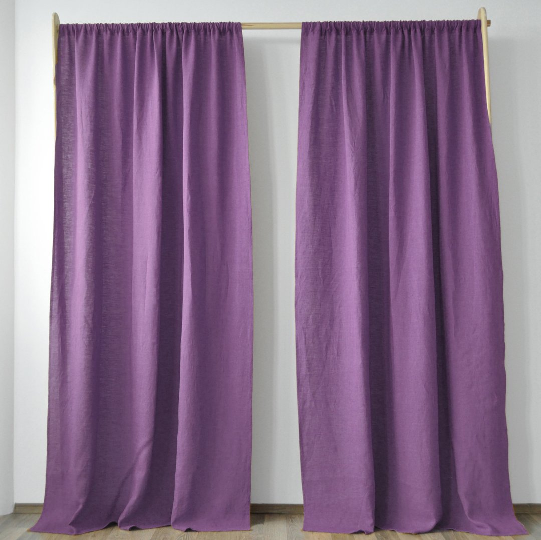 Orchid regular and blackout linen curtains / Custom curtains / 2 panels - 门帘/门牌 - 亚麻 紫色