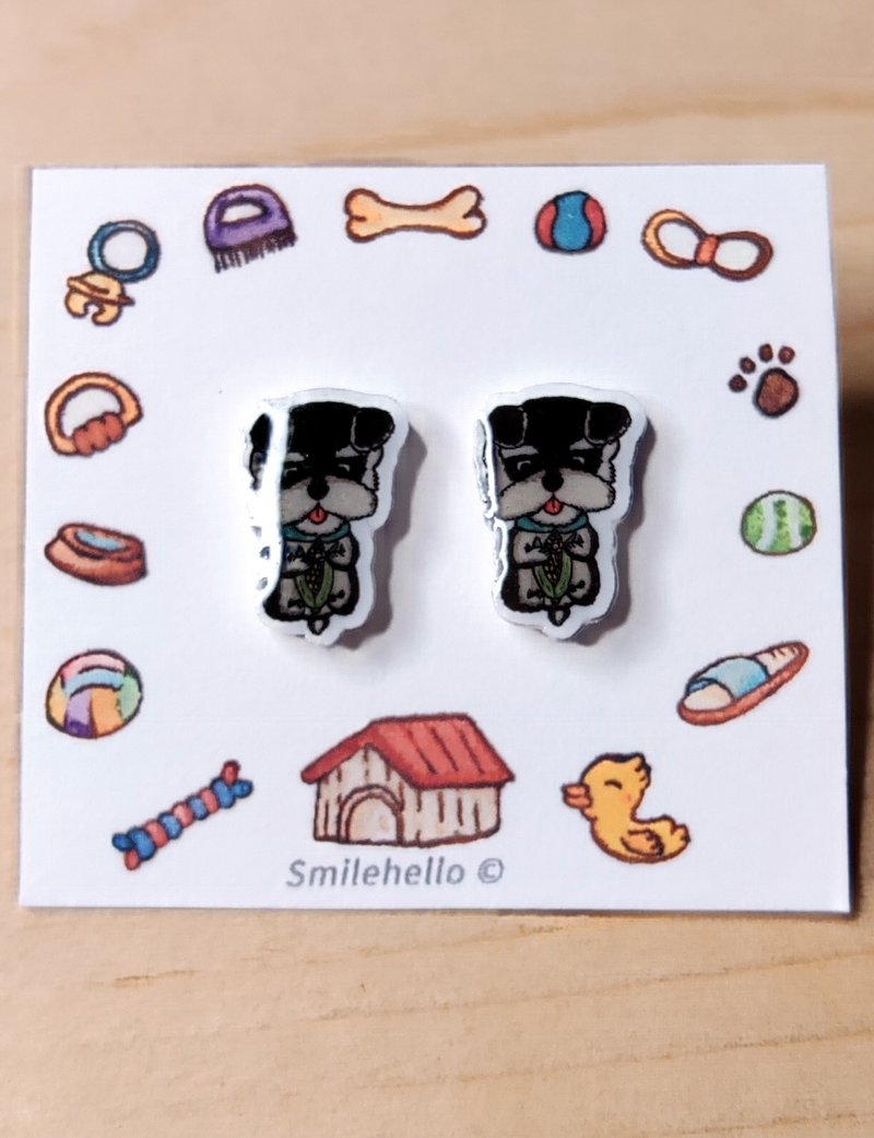 耳针/耳夹/耳环 手工制作 雪纳瑞 - 一对 - 耳环/耳夹 - 其他材质 多色