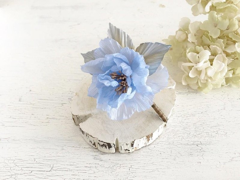 Blue flower brooch (blue) - 胸针 - 丝．绢 蓝色