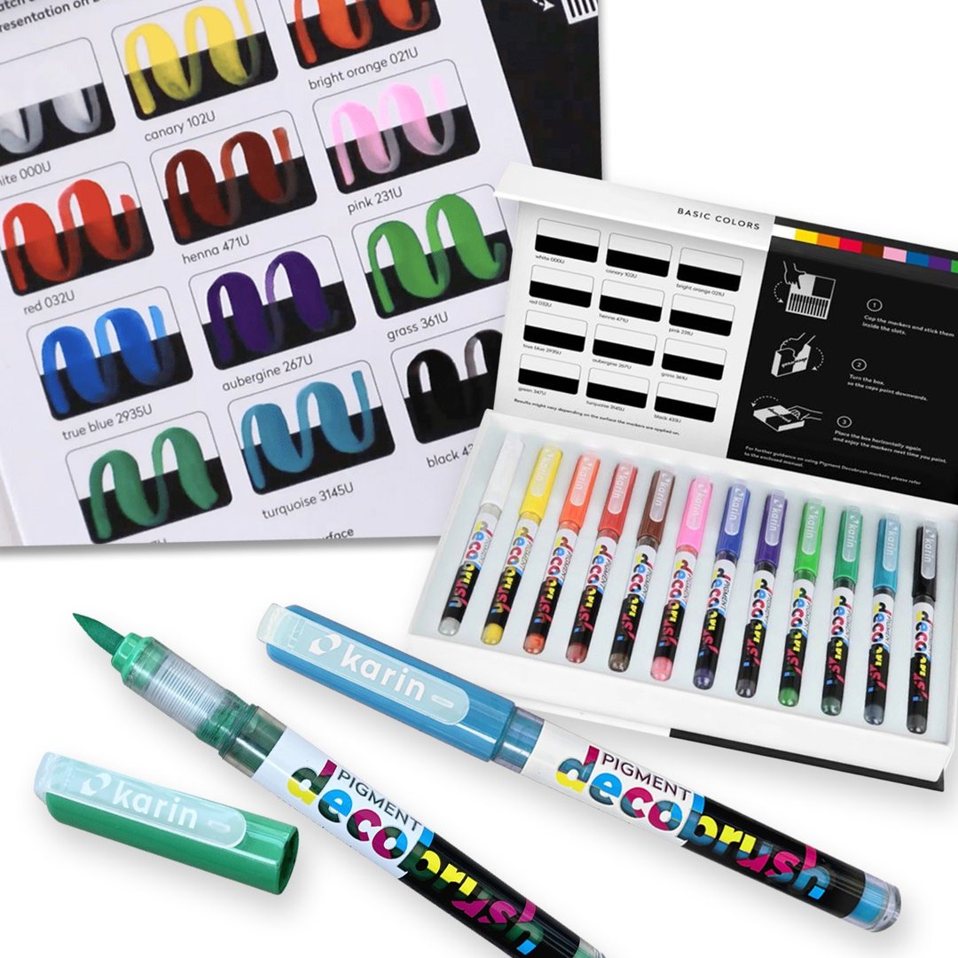 原色 - 软头塑胶彩笔 Basic (12色) Pigment Acrylic DecoBrush - 其他书写用品 - 塑料 多色