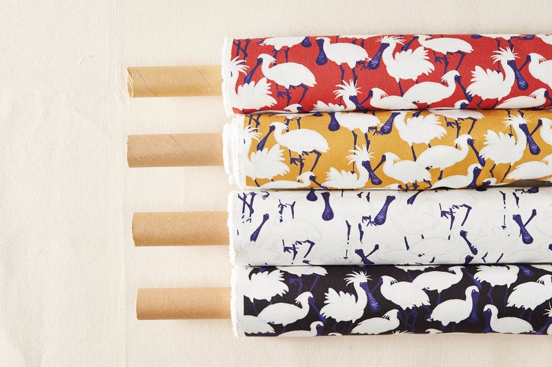 厚磅帆布 原创印花布--黑面琵鹭  四色 - 编织/刺绣/羊毛毡/裁缝 - 棉．麻 