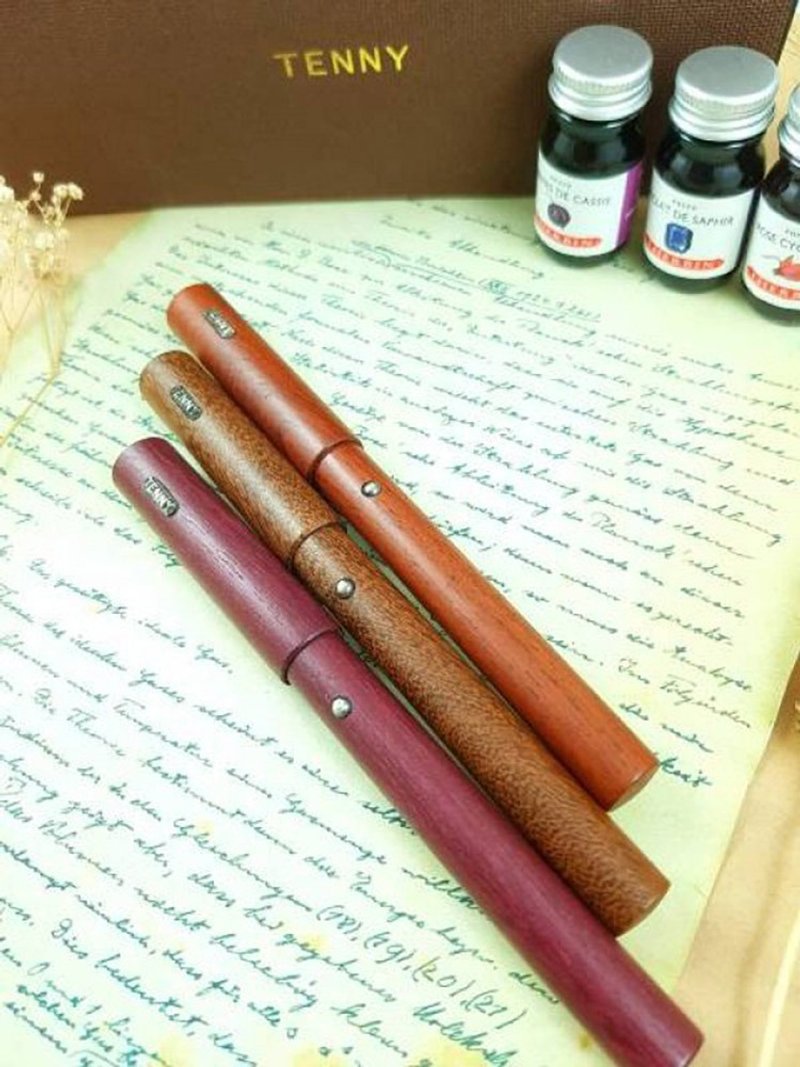 【圆柱镶银】手工木质钢笔 - 钢笔 - 木头 