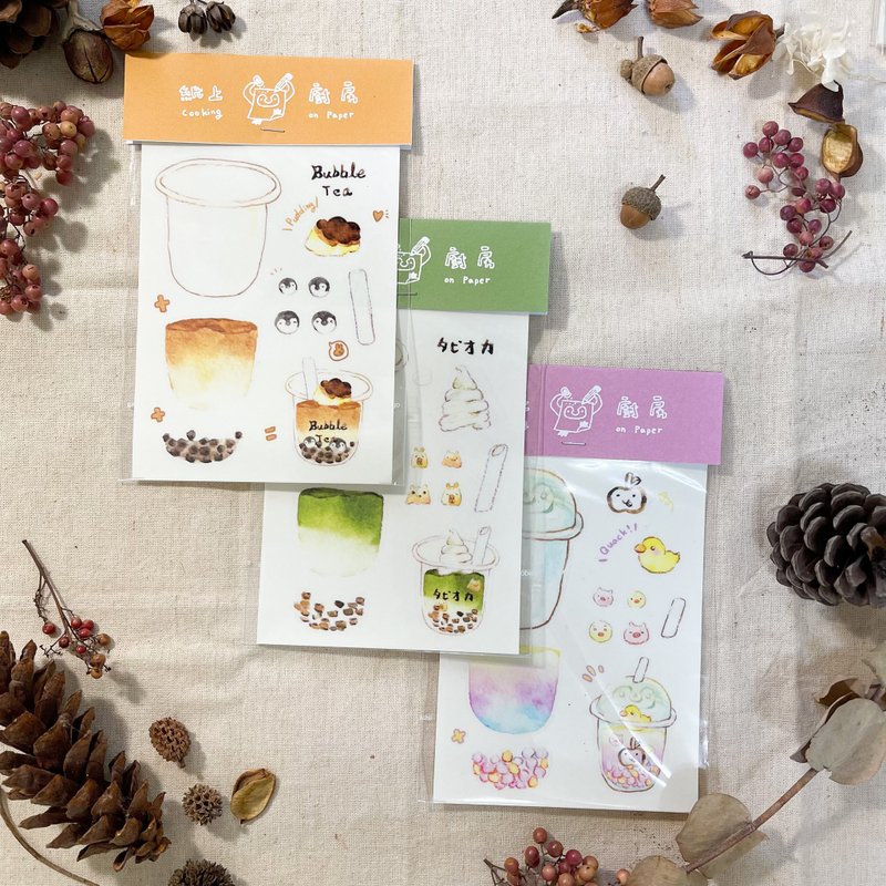 纸上食谱 来做一杯珍奶 贴纸 - 贴纸 - 塑料 多色