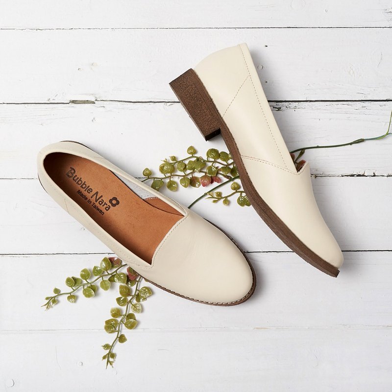 白鹿小姐的乐福鞋-白奶酪 - 女款牛津鞋/乐福鞋 - 真皮 白色