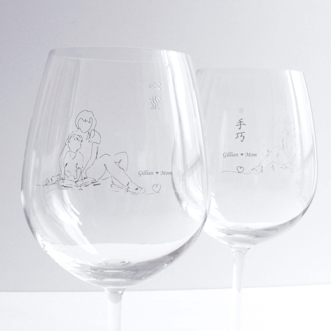 Minimalist简单爱系列|订制心灵手巧红酒对杯—文字雕刻 - 酒杯/酒器 - 玻璃 