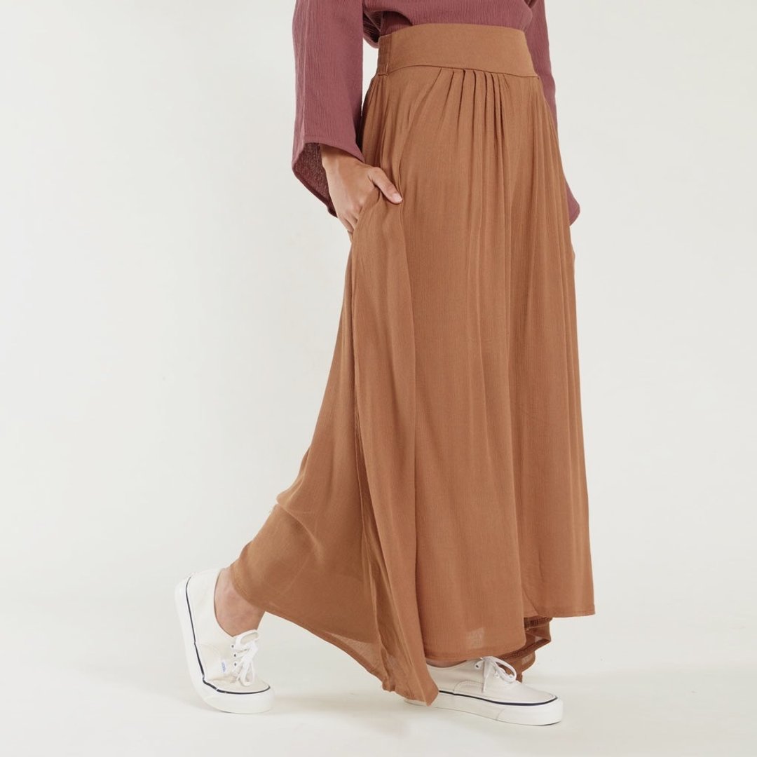 CRINKLED PALAZZO (BROWN) - 女装长裤 - 棉 咖啡色