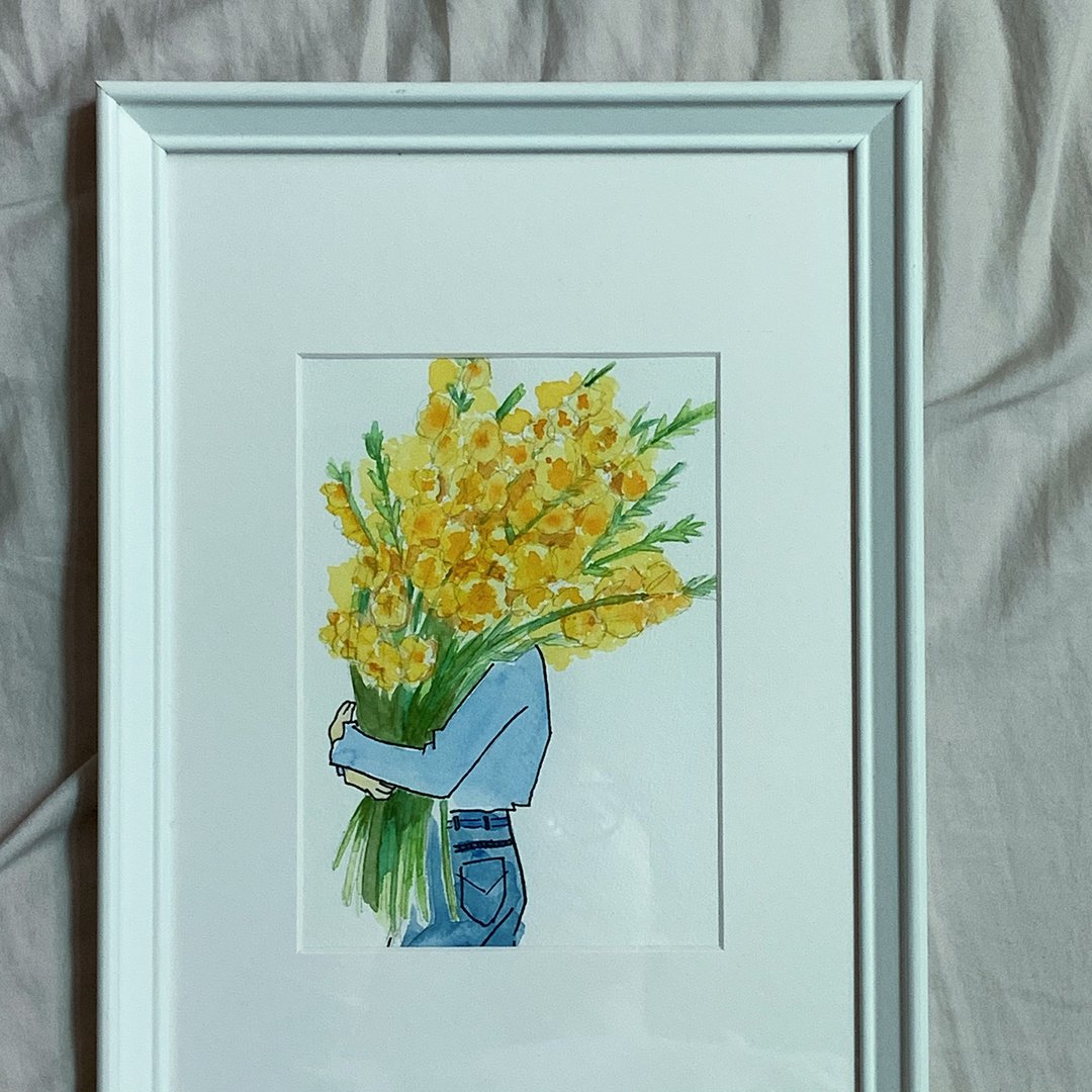 花与树03/手绘艺术插画 居家装饰挂画 小尺寸 生日礼物 送礼 含框 - 海报/装饰画/版画 - 纸 白色