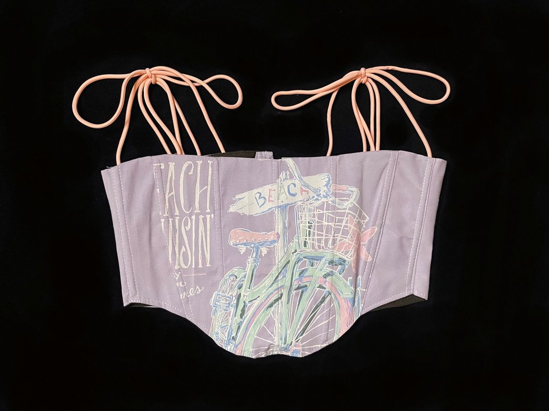 REGETHER 古着改制 美式绑带马甲 平口背心 Corset-15 - 女装背心 - 棉 粉红色