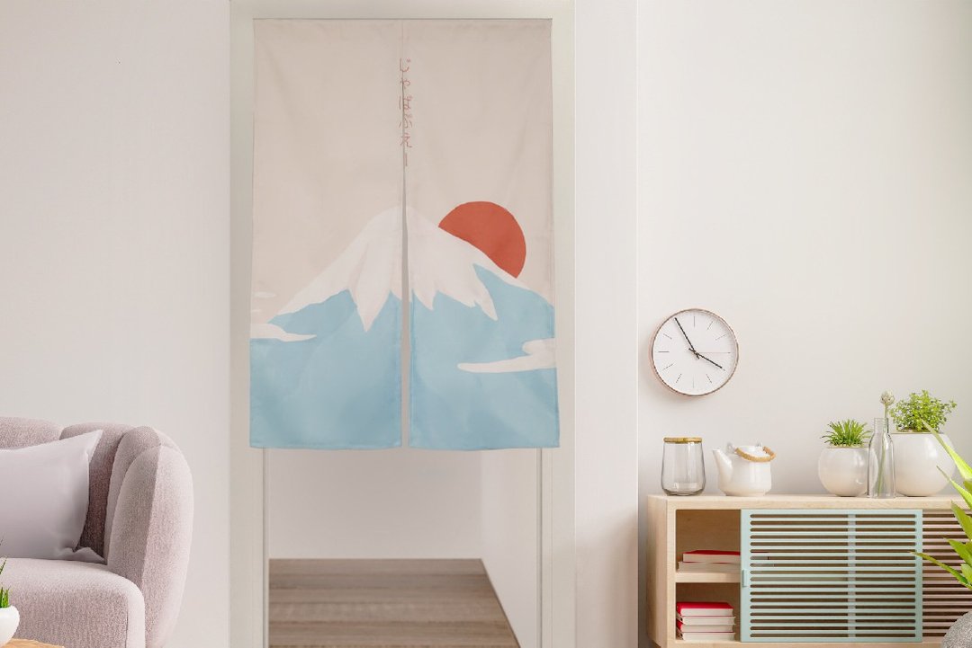 【6折福利品出清】清新美景 质感富士山门帘 文青日式门帘布帘 - 门帘/门牌 - 聚酯纤维 白色