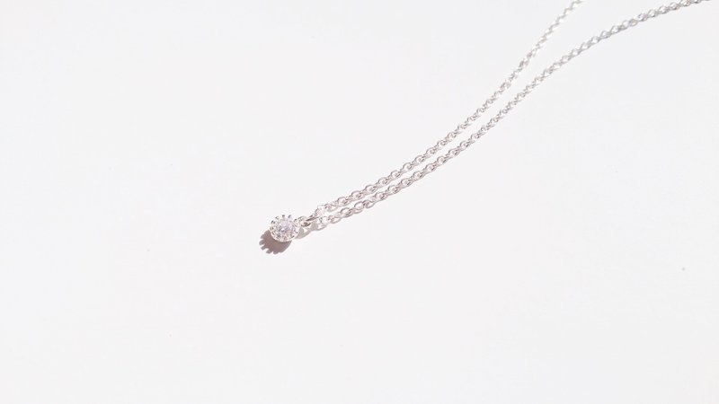 《经典系列》纯银 单钻 迷你锆石 极细锁骨链 - 锁骨链 - 宝石 