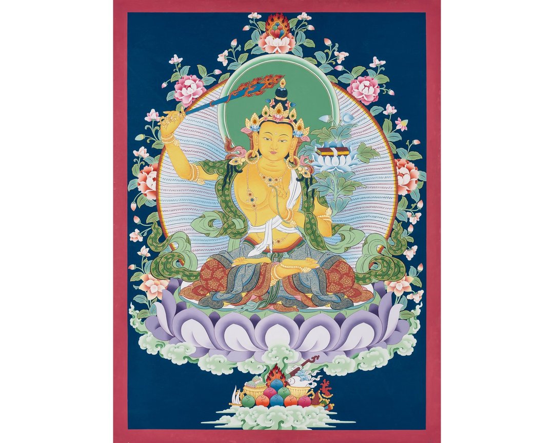 启迪象征  神圣的文殊菩萨唐卡  智慧之器 - 墙贴/壁贴 - 其他材质 多色