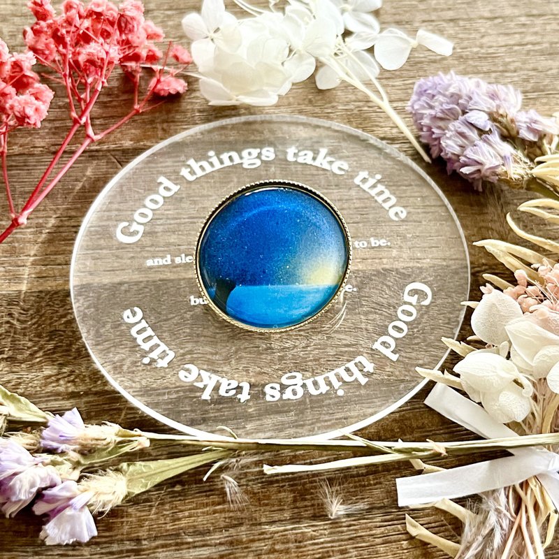 风景画胸针 好预感 猫 海 晨光  وجدت - 胸针 - 树脂 