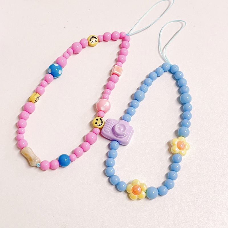 Y2K 糖果色串珠手机绳 - 挂绳/吊绳 - 塑料 