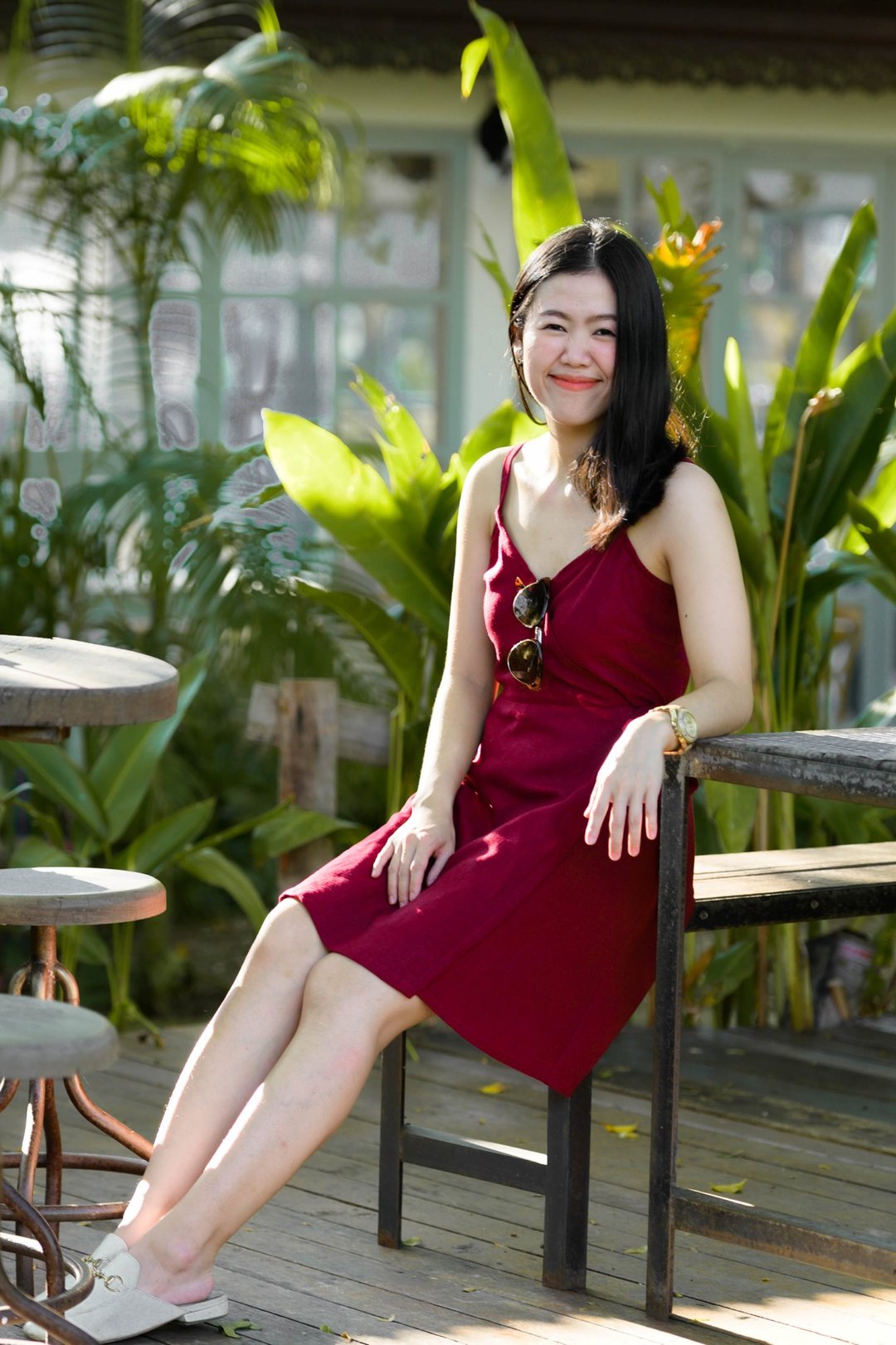 Hemp Wrap Dress - Red - 洋装/连衣裙 - 其他材质 红色