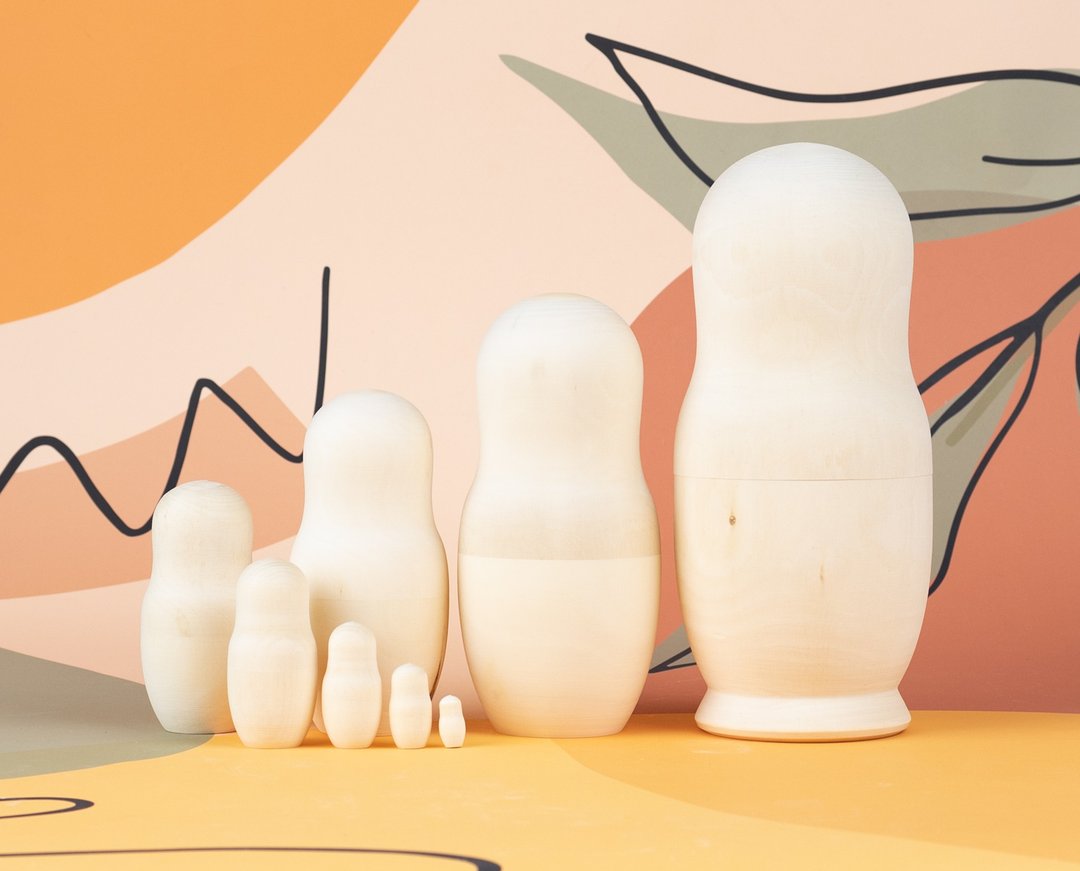 Nesting dolls 9.4'' (24cm) Blank matryoshka 8pcs Unpainted wooden dolls - 木工/竹艺/纸艺 - 木头 