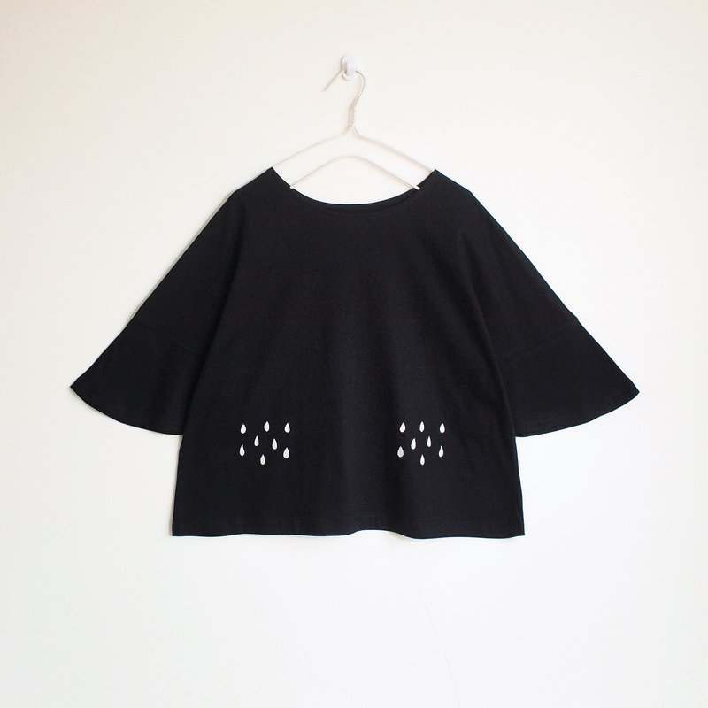 rainy blouse : black - 女装上衣 - 棉．麻 黑色