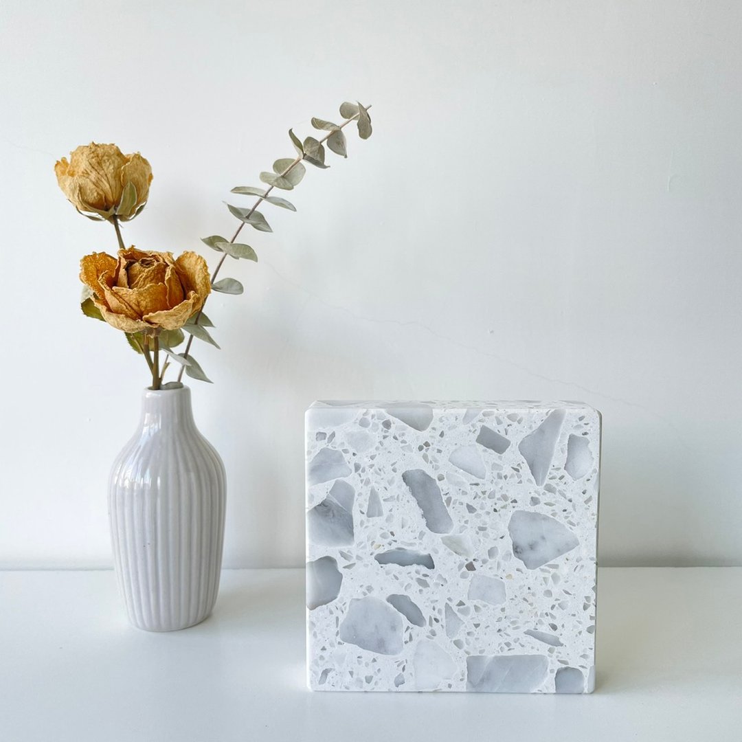 【加购品-需搭配蜡烛购买】香氛蜡烛水磨石底座-Terrazzo - 摆饰 - 石头 