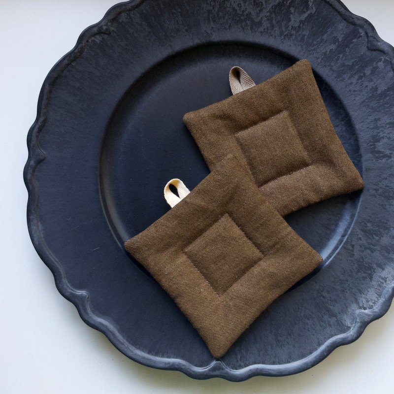 方块杯垫 / 牛仔棕 - 杯垫 - 棉．麻 咖啡色