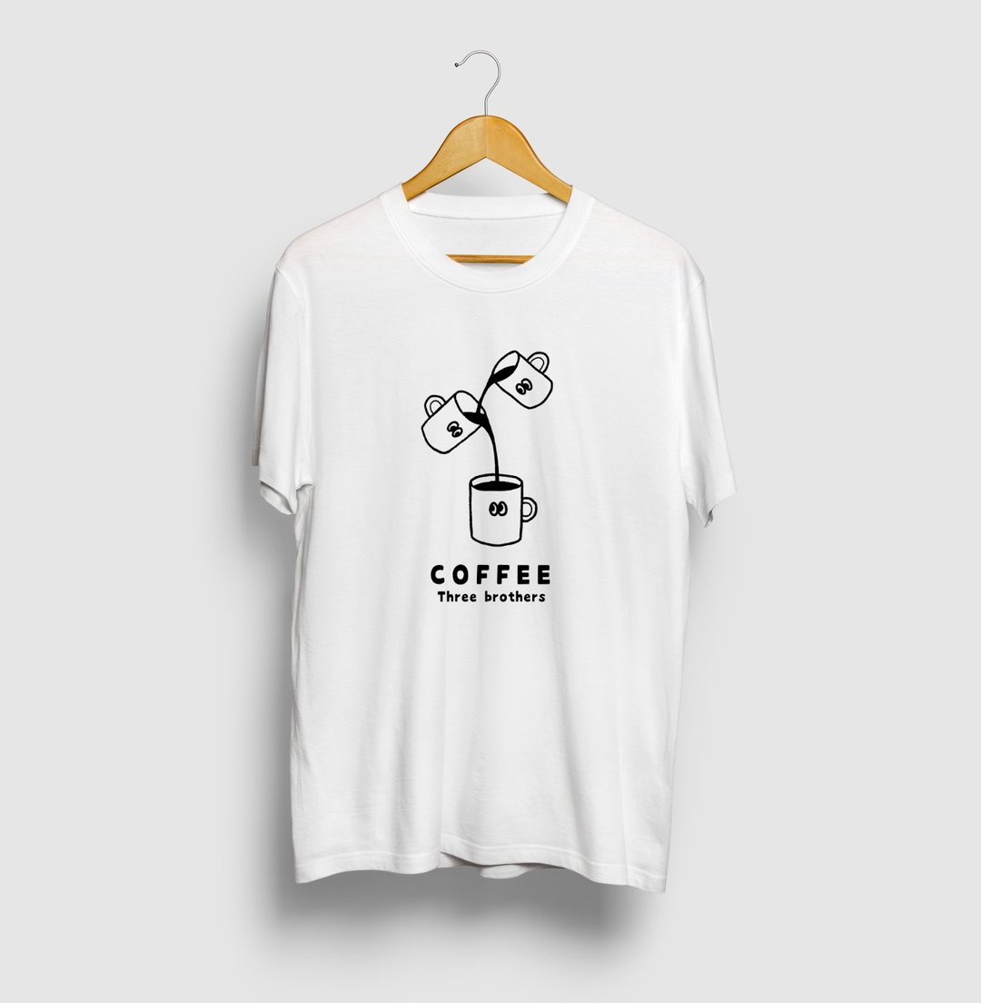 Coffee Three Brothers Coffee Three Brothers Illustration T-shirt - 女装 T 恤 - 棉 白色