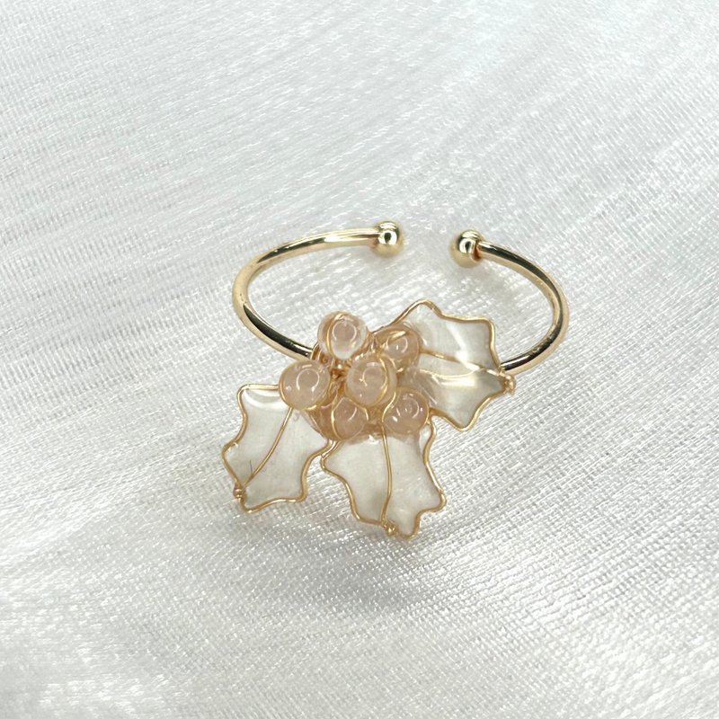 【银白冬青x坦桑石 - 水晶花戒指】十二月生日花 生日石 花言日和 - 耳环/耳夹 - 树脂 