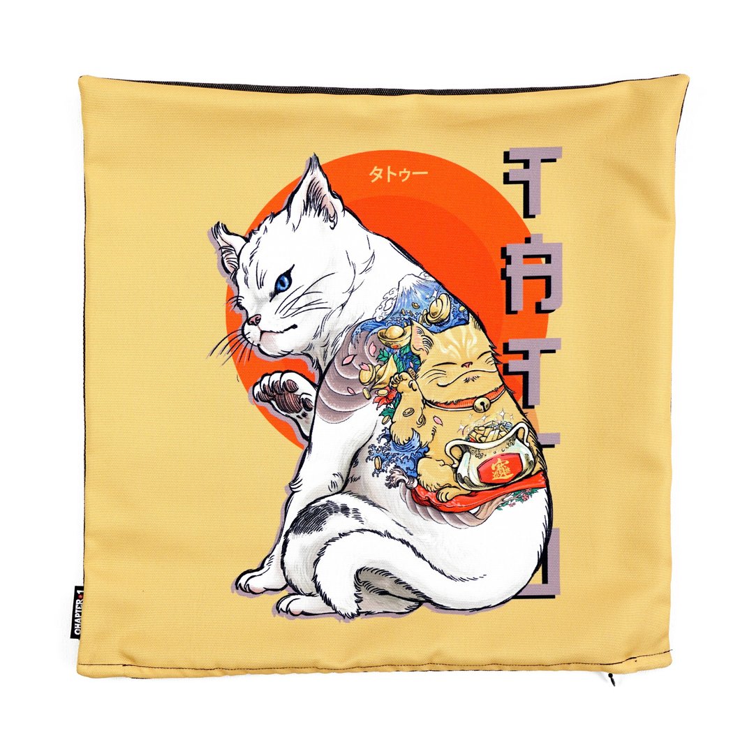 Neko Tattoo pillow case New arrival Gift New Year - 枕头/抱枕 - 棉 黑色
