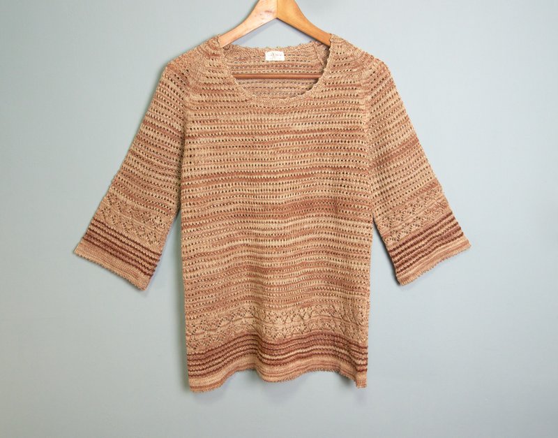 FOAK古着 土星环渐层民族镂空上衣 - 女装上衣 - 聚酯纤维 红色