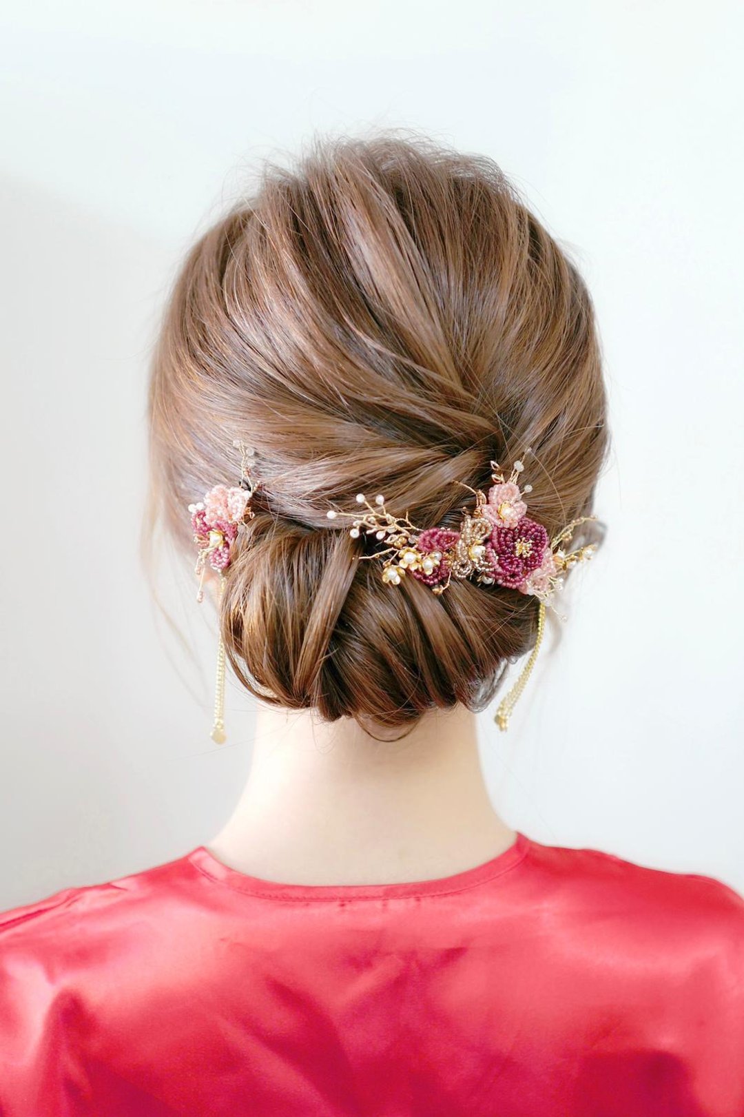 中式新娘头饰,日本珠花头饰,新娘头饰(一套2件),bridal headpiece - 发饰 - 水晶 红色