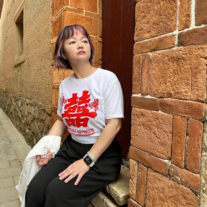 复古 T-shirt－红囍　男女皆宜　礼物推荐 - 女装 T 恤 - 棉．麻 