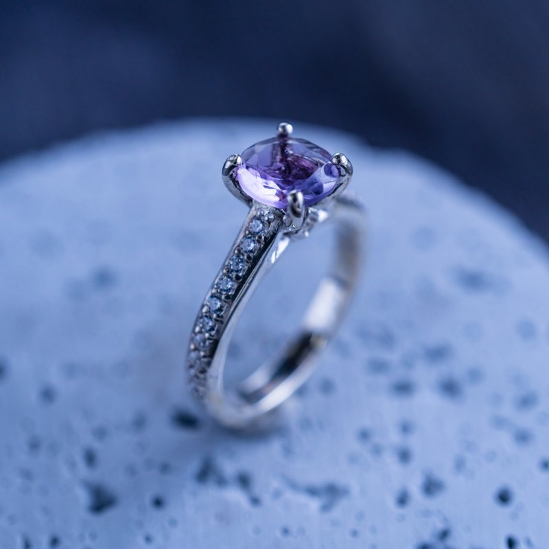 紫水晶 SV925 戒指 可选色 刻印服务【订制生产】S-086 - 戒指 - 其他金属 银色
